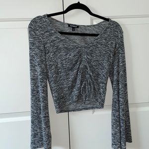 Express Blouse Grey Front Tie